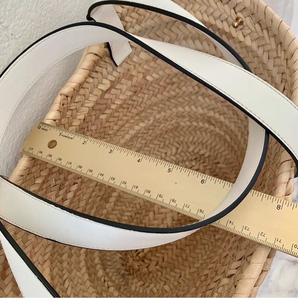 🏝️ POOLSIDE Essaouira Small White Real Leather Straw Basket Bag - Picture 15 of 16